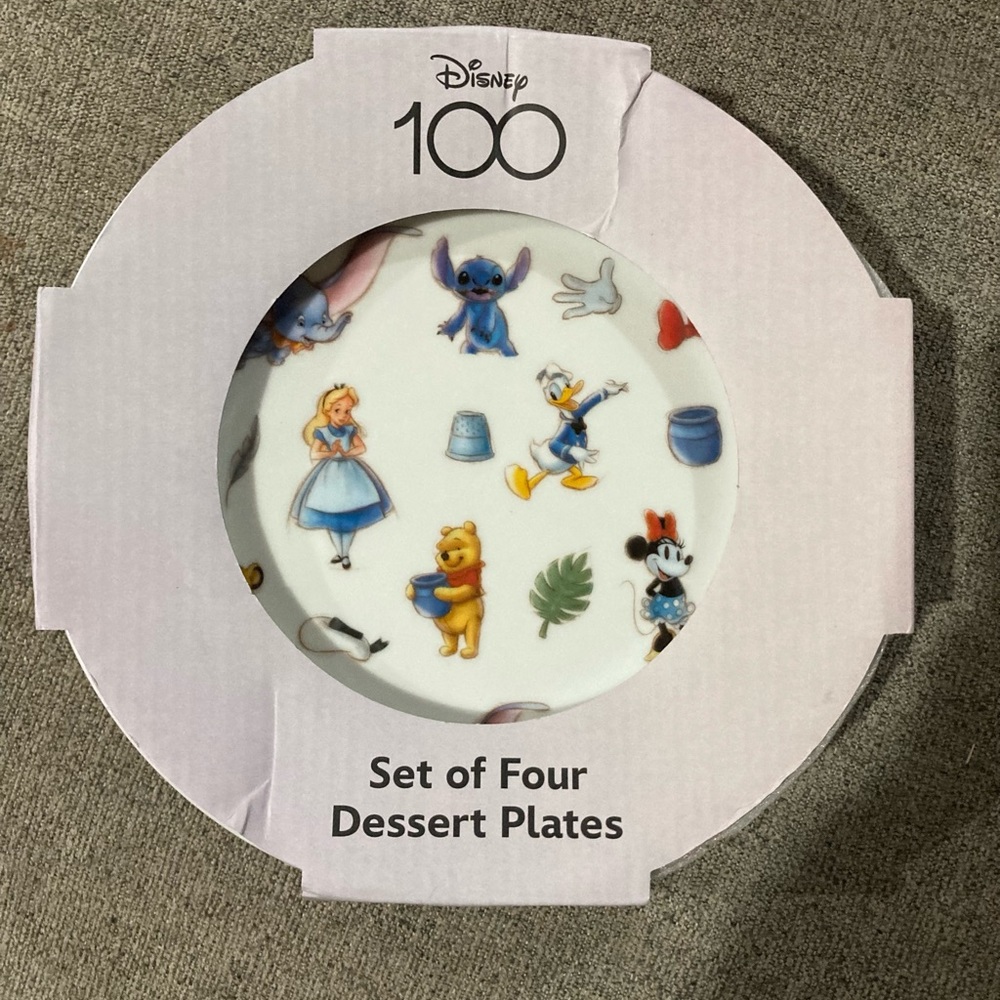 Disney 100 Heritage Multi-Character Ceramic Dessert Plate Set of 4